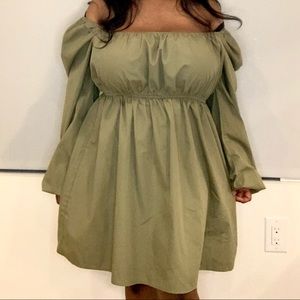 Puff Sleeve Poplin Dress